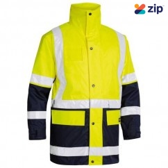 Bisley BK6975_TT04 - 100% Polyester Yellow/Navy Taped 5 In 1 Safety Rain Jacket